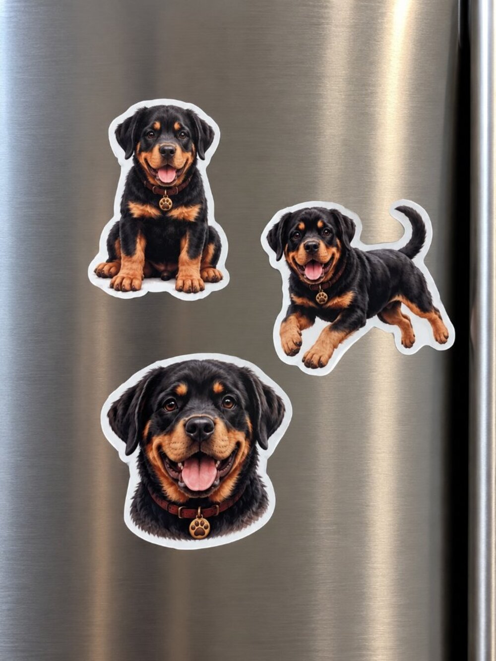 3 Rottweiler Dog Fridge Magnets Puppy Refrigerator Decor Dog Lover Gift Set
